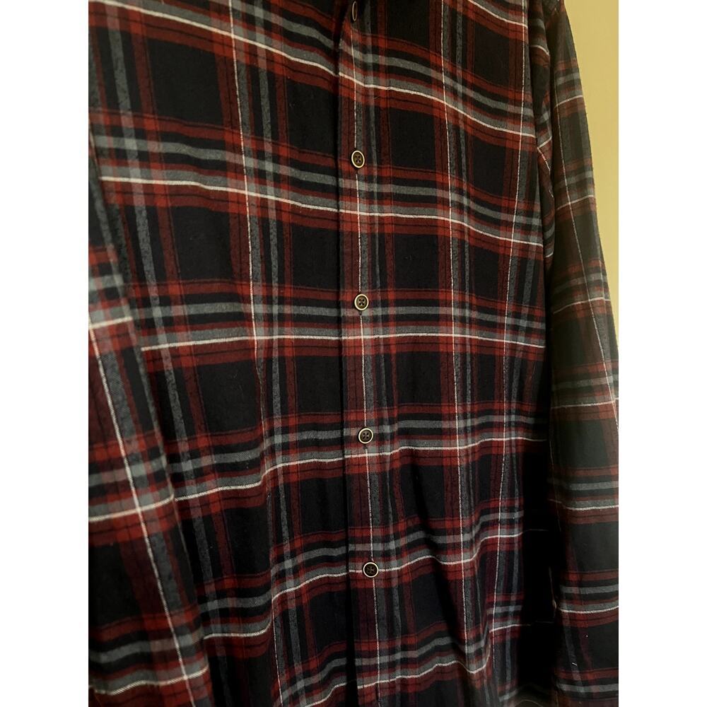 Barbour Plaid Lane Button Up Shirt Slim Fit Men's Size Large Navy Red - Picture 2 of 5